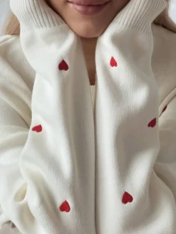 Online Embroidered Heart Oversized Knit Sweater Sweater Tops|Sweaters & Cardigans
