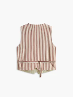 Hot Embroide Sleeveless Belted Back Vest Outerwear|Vests