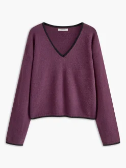Best Embroidered Trim Draped Shoulder Knit Top Sweater Tops|Sweaters & Cardigans