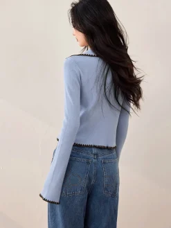 Sale Embroidered Trim Lapel Cardigan Cardigans|Sweaters & Cardigans