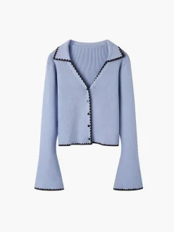 Sale Embroidered Trim Lapel Cardigan Cardigans|Sweaters & Cardigans