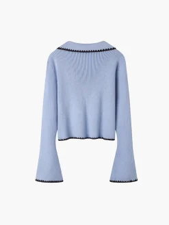 Sale Embroidered Trim Lapel Cardigan Cardigans|Sweaters & Cardigans