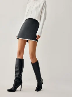 Discount Embroidered Trim Mini Skirt Long Sleeve Sets|Skirts
