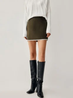 Discount Embroidered Trim Mini Skirt Long Sleeve Sets|Skirts
