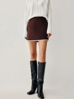 Discount Embroidered Trim Mini Skirt Long Sleeve Sets|Skirts