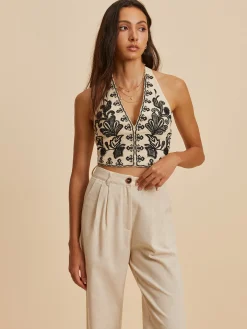 Sale Embroidery Print V-Neck Tank Top Tank Tops & Camis|Tops