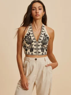 Sale Embroidery Print V-Neck Tank Top Tank Tops & Camis|Tops