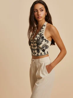 Sale Embroidery Print V-Neck Tank Top Tank Tops & Camis|Tops
