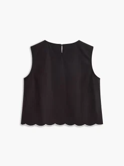 Embroidery Round Neck Sleeveless Tank Top Tops