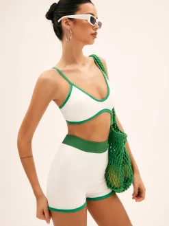 Outlet Emerald Contrast Bikini Bottom Swimwear|Matching Sets