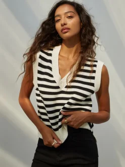 Online Essential Stripe Sweater Vest Sweater Vests|Sweaters & Cardigans