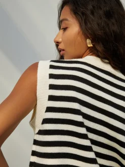 Online Essential Stripe Sweater Vest Sweater Vests|Sweaters & Cardigans