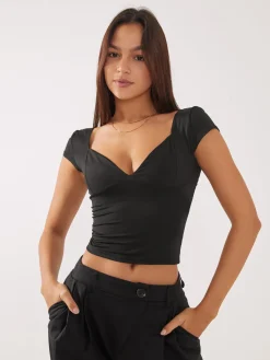 Best Everyday Cap Sleeve Crop Shirt Sweater Tops|Crop Tops