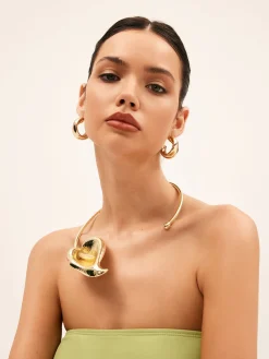 Outlet Exaggerated Lotus Leaf Design Necklace Necklaces|Accessories