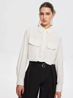 Hot Fair And Square Collared Crop Shirt Crop Tops|Blouses & Shirts