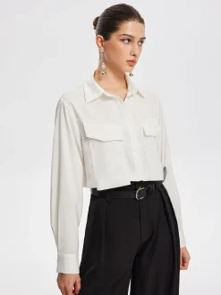 Hot Fair And Square Collared Crop Shirt Crop Tops|Blouses & Shirts