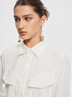 Hot Fair And Square Collared Crop Shirt Crop Tops|Blouses & Shirts