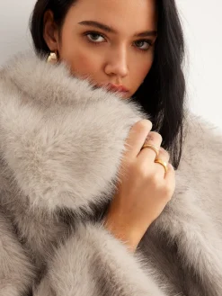 New Faux Fur Button Wool Coat Outerwear|Coats
