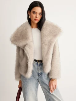 New Faux Fur Button Wool Coat Outerwear|Coats