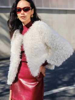Outlet Faux Fur Short Coat Outerwear|Coats