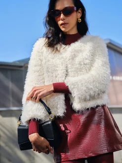 Outlet Faux Fur Short Coat Outerwear|Coats