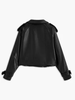 Sale Faux Leather Buckle-Belted Jacket Outerwear|Jackets