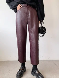 Faux Leather Cropped Pants Pants|Bottoms