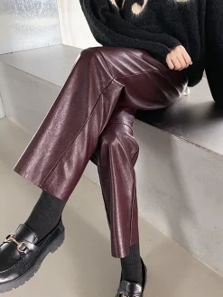 Faux Leather Cropped Pants Pants|Bottoms