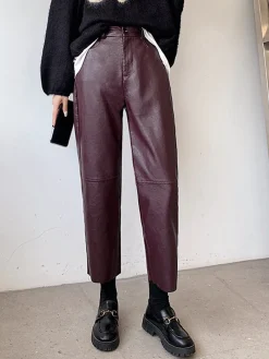 Faux Leather Cropped Pants Pants|Bottoms
