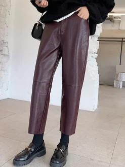Faux Leather Cropped Pants Pants|Bottoms