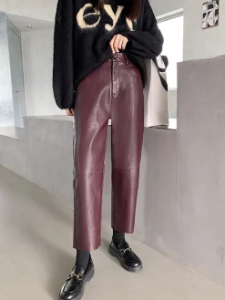 Faux Leather Cropped Pants Pants|Bottoms