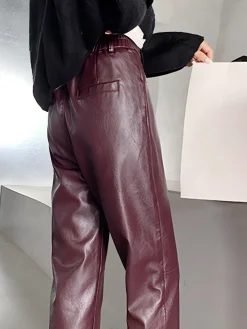 Faux Leather Cropped Pants Pants|Bottoms