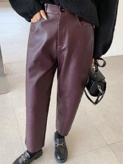 Faux Leather Cropped Pants Pants|Bottoms