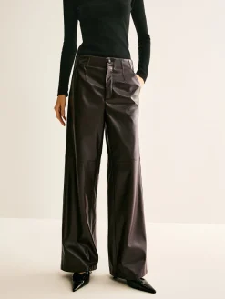 New Faux Leather Mid Waist Pants Pants|Bottoms