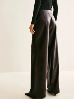 New Faux Leather Mid Waist Pants Pants|Bottoms
