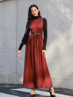 New Faux Leather Panel Tank Dress Without Belt Casual Dresses|Cocktail & Party Dresses