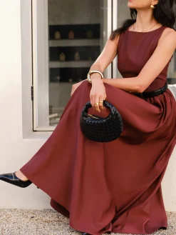 New Faux Leather Panel Tank Dress Without Belt Casual Dresses|Cocktail & Party Dresses