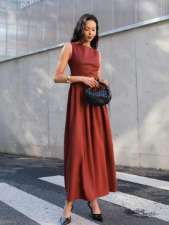 New Faux Leather Panel Tank Dress Without Belt Casual Dresses|Cocktail & Party Dresses