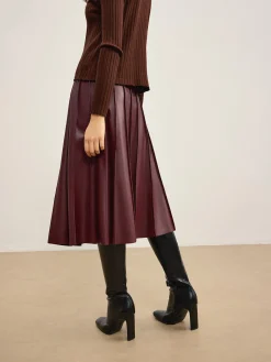 Best Faux Leather Pleated Midi Skirt Skirts|Bottoms