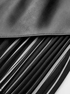 Discount Faux Leather Pleated Panel Skirt Skirts|Bottoms