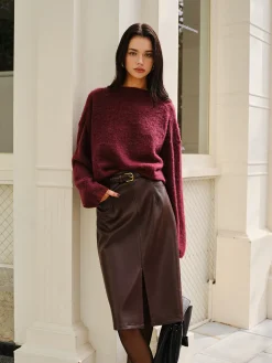 Clearance Faux Leather Pockets Skirt Without Belt Skirts