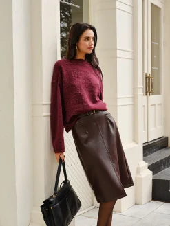 Clearance Faux Leather Pockets Skirt Without Belt Skirts