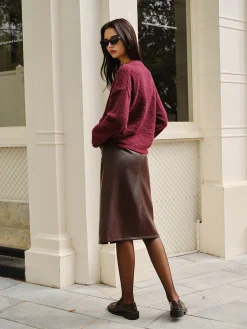 Clearance Faux Leather Pockets Skirt Without Belt Skirts