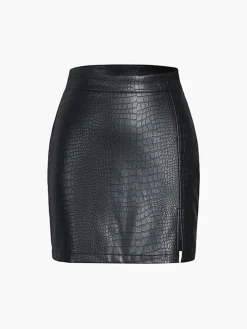 Best Faux Leather Textured Mini Skirt Skirts|Bottoms