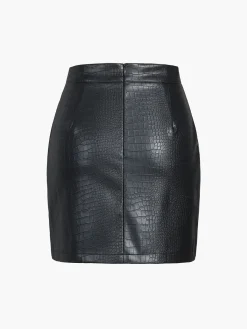Best Faux Leather Textured Mini Skirt Skirts|Bottoms