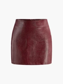 Outlet Faux Leather Textured Mini Skirt Skirts|Bottoms
