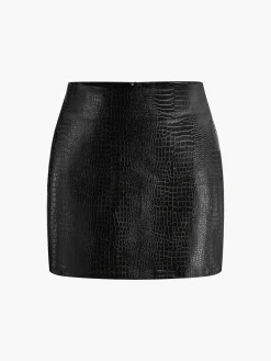 Outlet Faux Leather Textured Mini Skirt Skirts|Bottoms