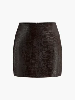 Outlet Faux Leather Textured Mini Skirt Skirts|Bottoms