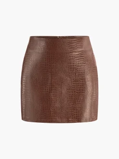 Outlet Faux Leather Textured Mini Skirt Skirts|Bottoms