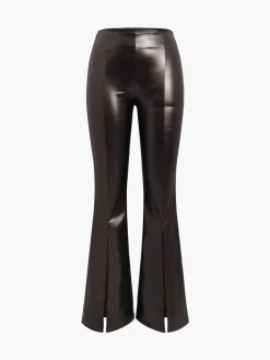 Faux Leather Zippered Flare Pants Pants|Bottoms